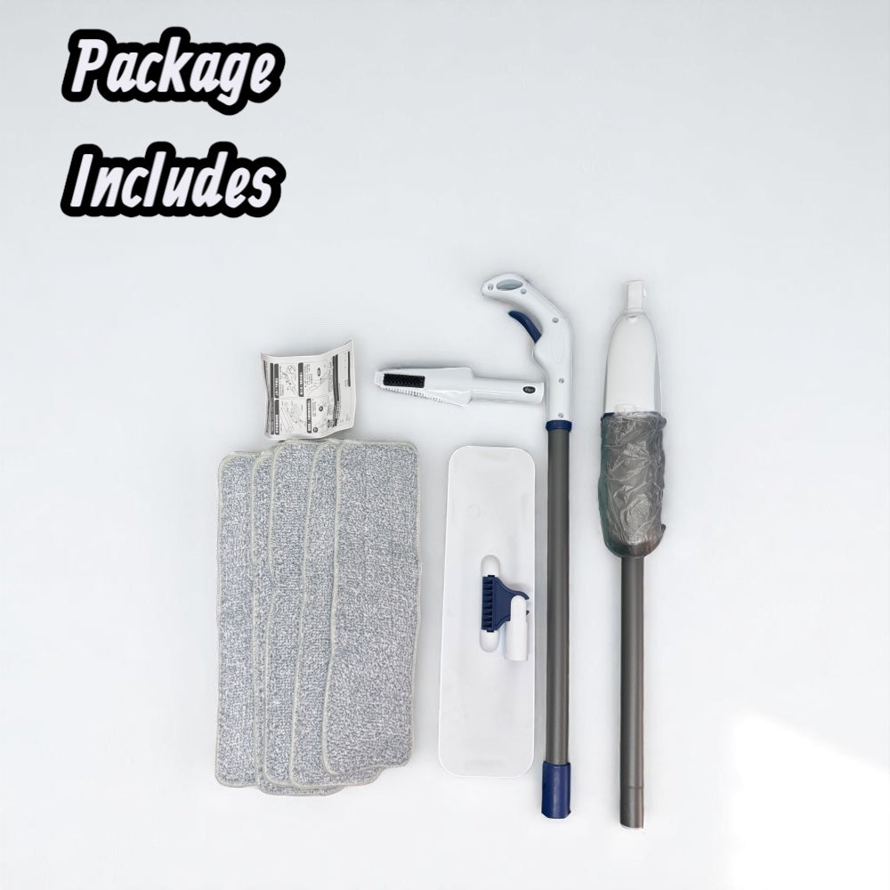 Flat Spray Mop Set _ Includes 5 Microfiber Pads Scraper Water Tank