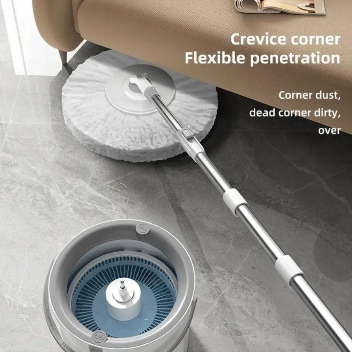 Spin Mop and Bucket Set _ 360° Rotating Microfiber Mop with Telescopic Handle