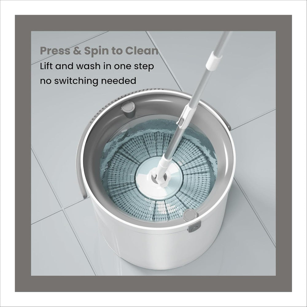 Spin Mop and Bucket Set _ 360° Rotating Microfiber Mop with Telescopic Handle