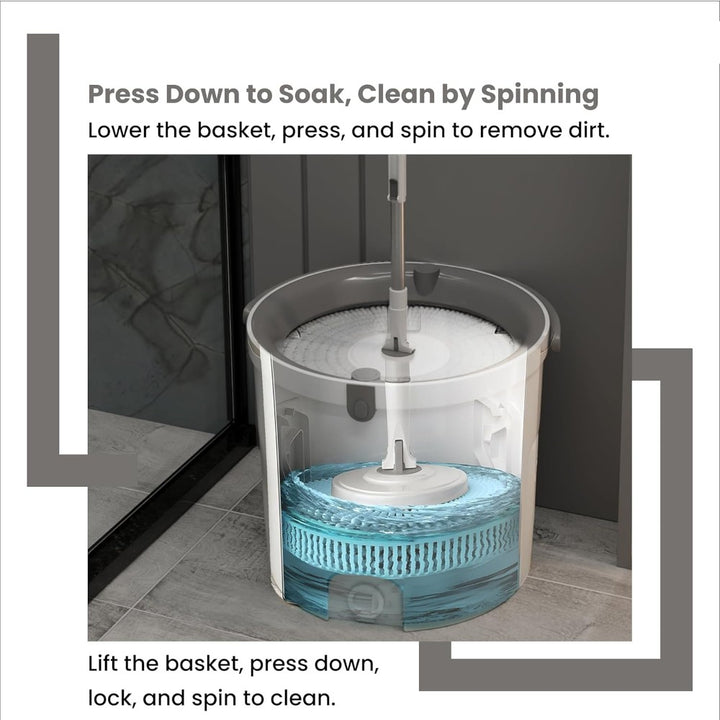Spin Mop and Bucket Set _ 360° Rotating Microfiber Mop with Telescopic Handle