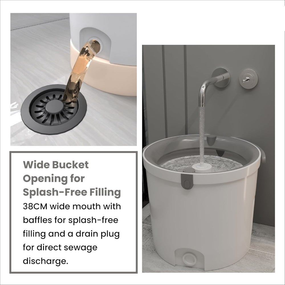 Spin Mop and Bucket Set _ 360° Rotating Microfiber Mop with Telescopic Handle
