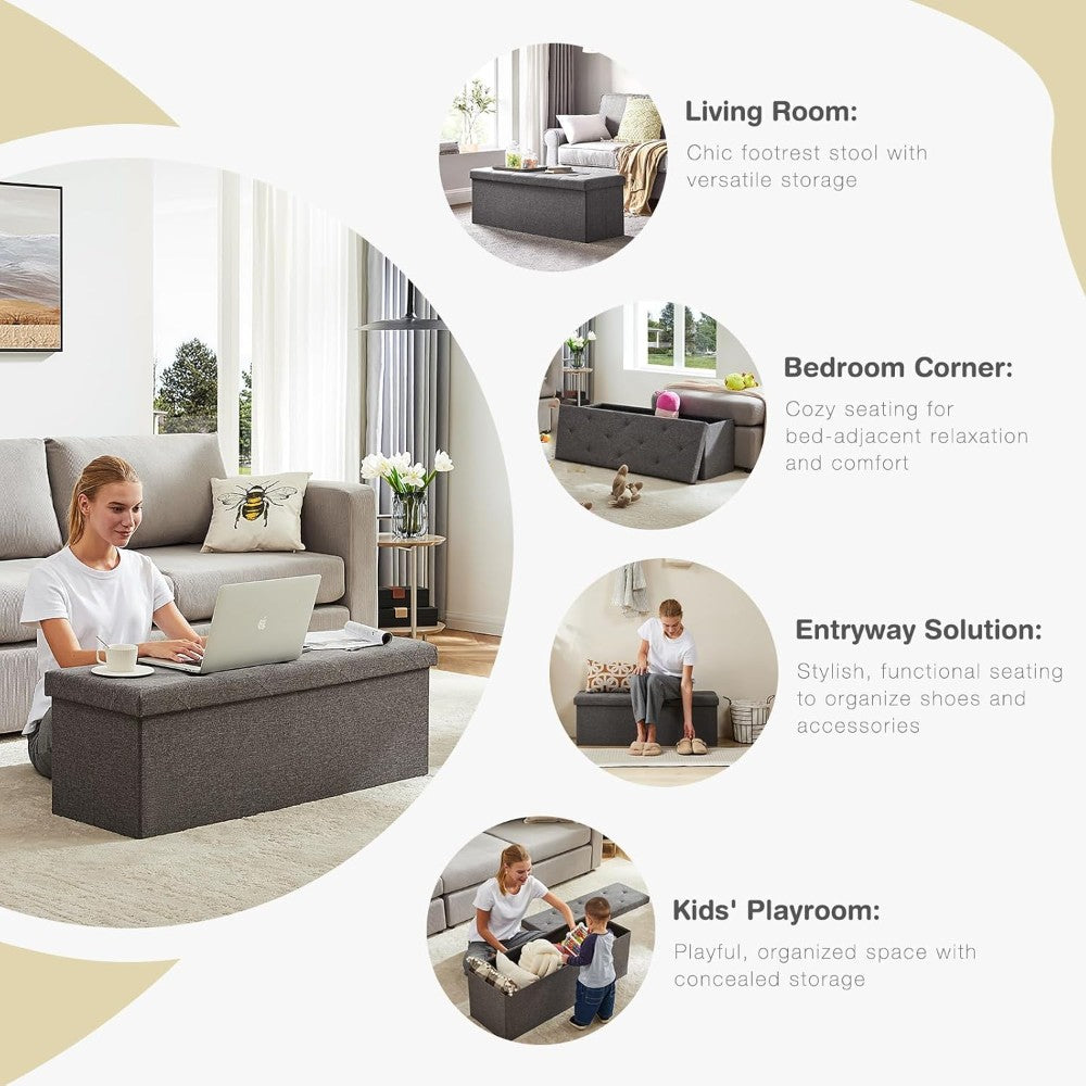 Storage Ottoman Bench - 76×38×38cm