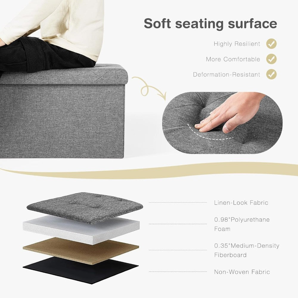 Storage Ottoman Bench - 76×38×38cm
