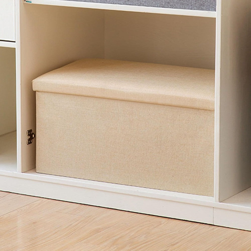 Foldable Storage Ottoman Bench 76×38×38cm – Khaki