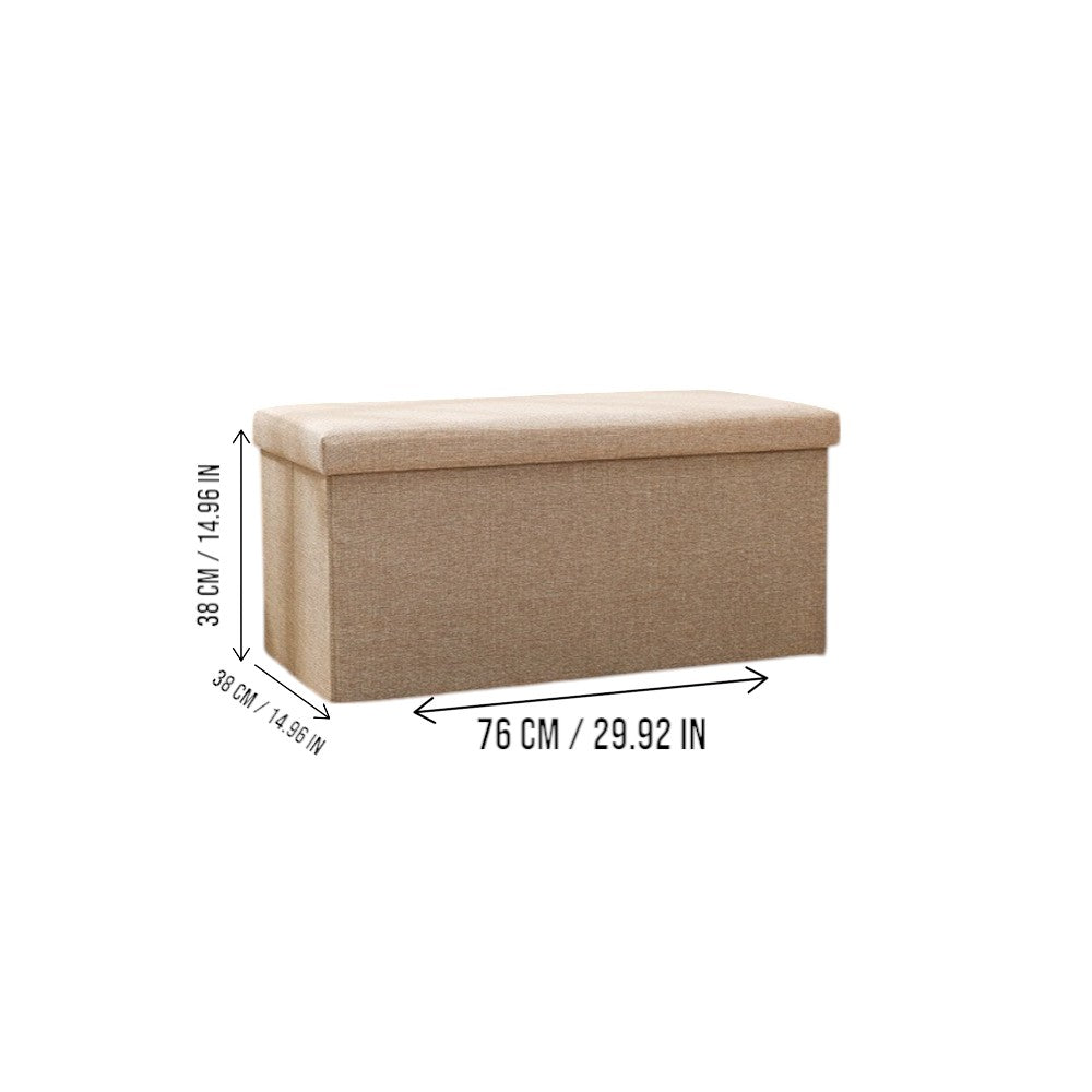 Foldable Storage Ottoman Bench 76×38×38cm – Khaki