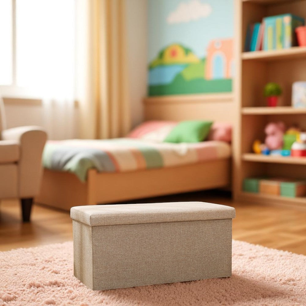Foldable Storage Ottoman Bench 76×38×38cm – Khaki
