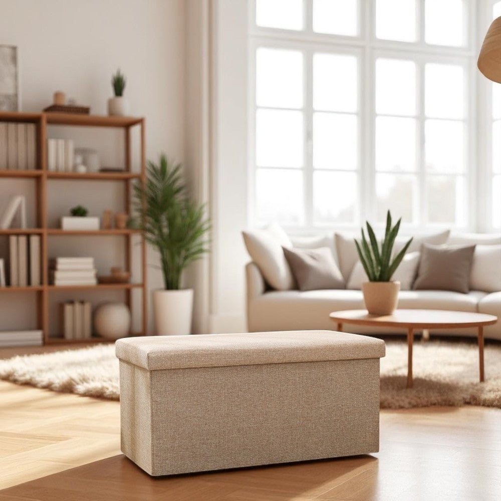 Foldable Storage Ottoman Bench 76×38×38cm – Khaki