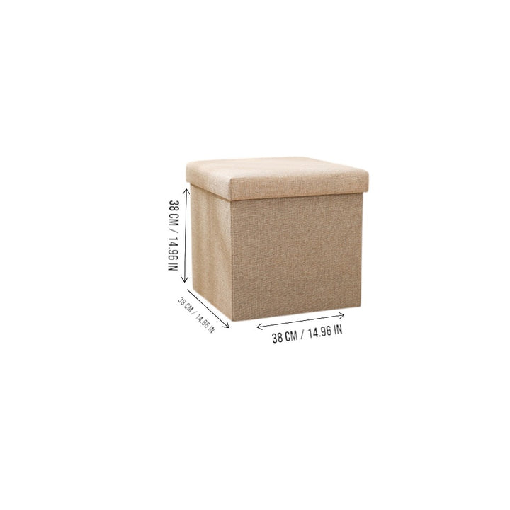 Foldable Storage Ottoman Bench 38×38×38cm – Khaki