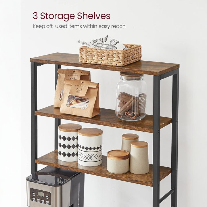 6-Tier Kitchen Microwave Oven Rack - Rustic Brown