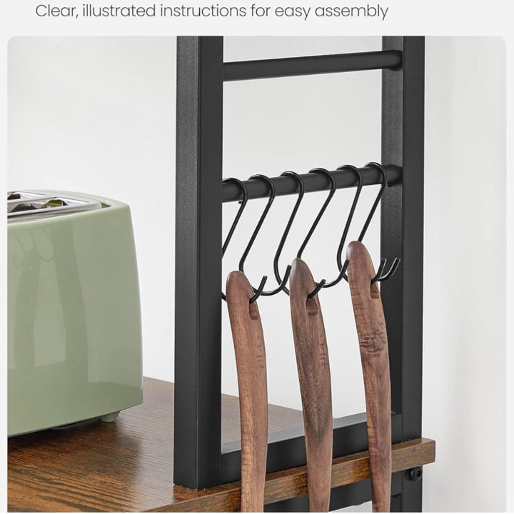 6-Tier Kitchen Microwave Oven Rack - Rustic Brown