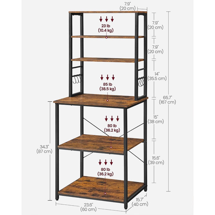 6-Tier Kitchen Microwave Oven Rack - Rustic Brown