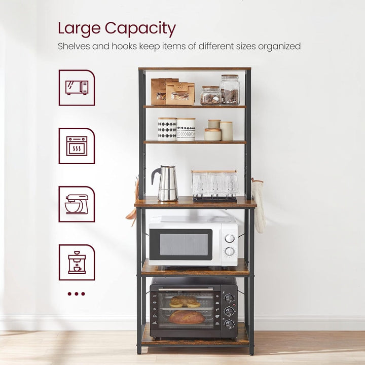 6-Tier Kitchen Microwave Oven Rack - Rustic Brown