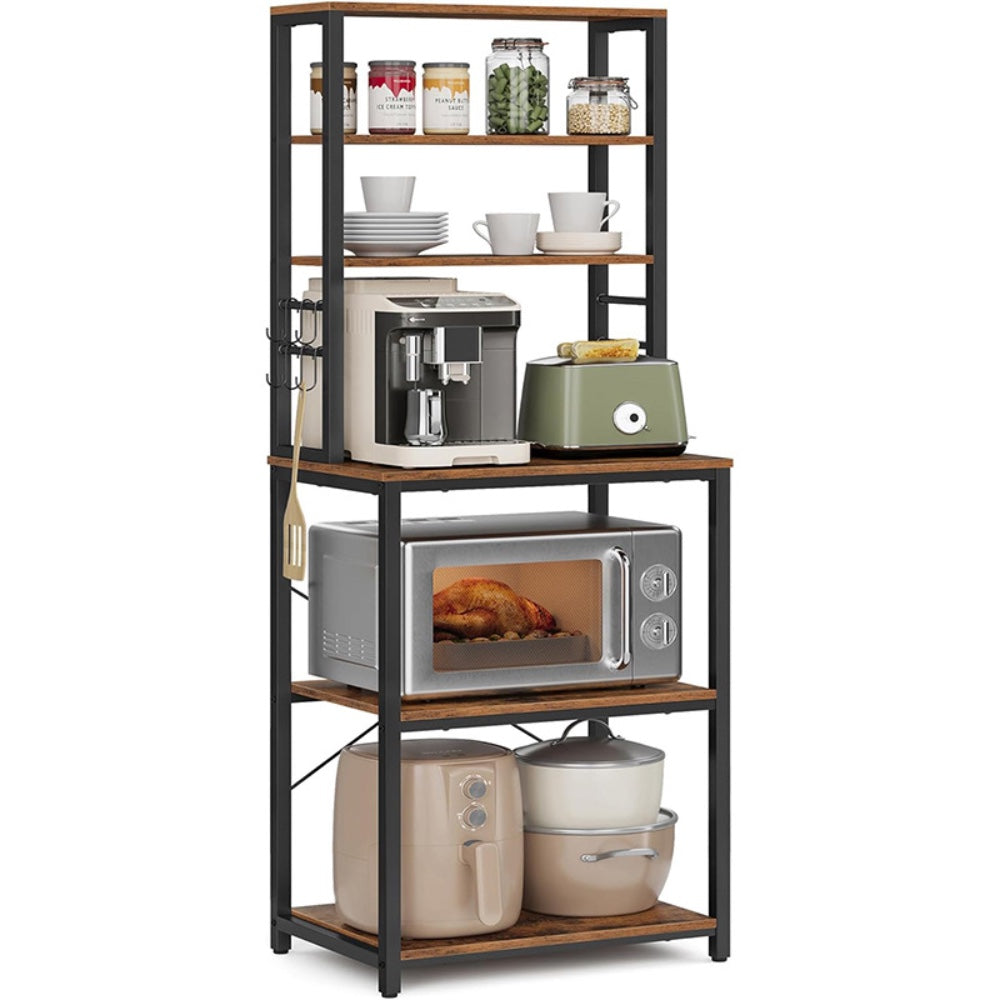 6-Tier Kitchen Microwave Oven Rack - Rustic Brown