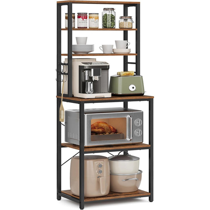 6-Tier Kitchen Microwave Oven Rack - Rustic Brown