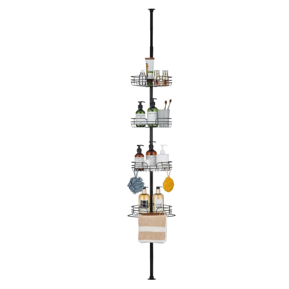 Tension Pole Shower Caddy Adjustable Rustproof Bathroom Storage Rack