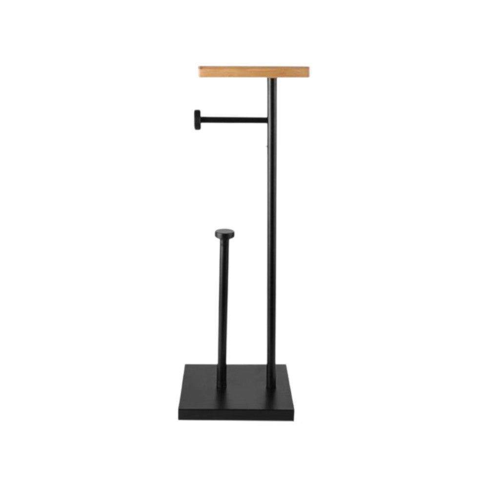 Freestanding Toilet Paper Holder with Bamboo Shelf