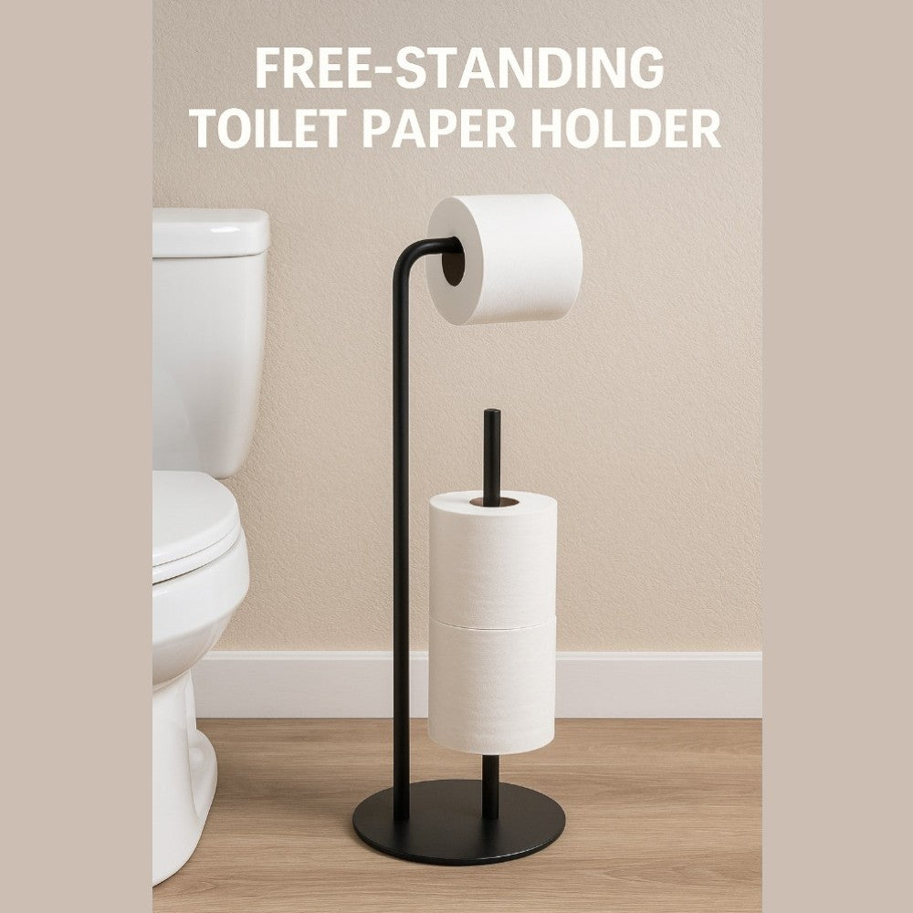 Freestanding Toilet Paper Holder with Storage Pole