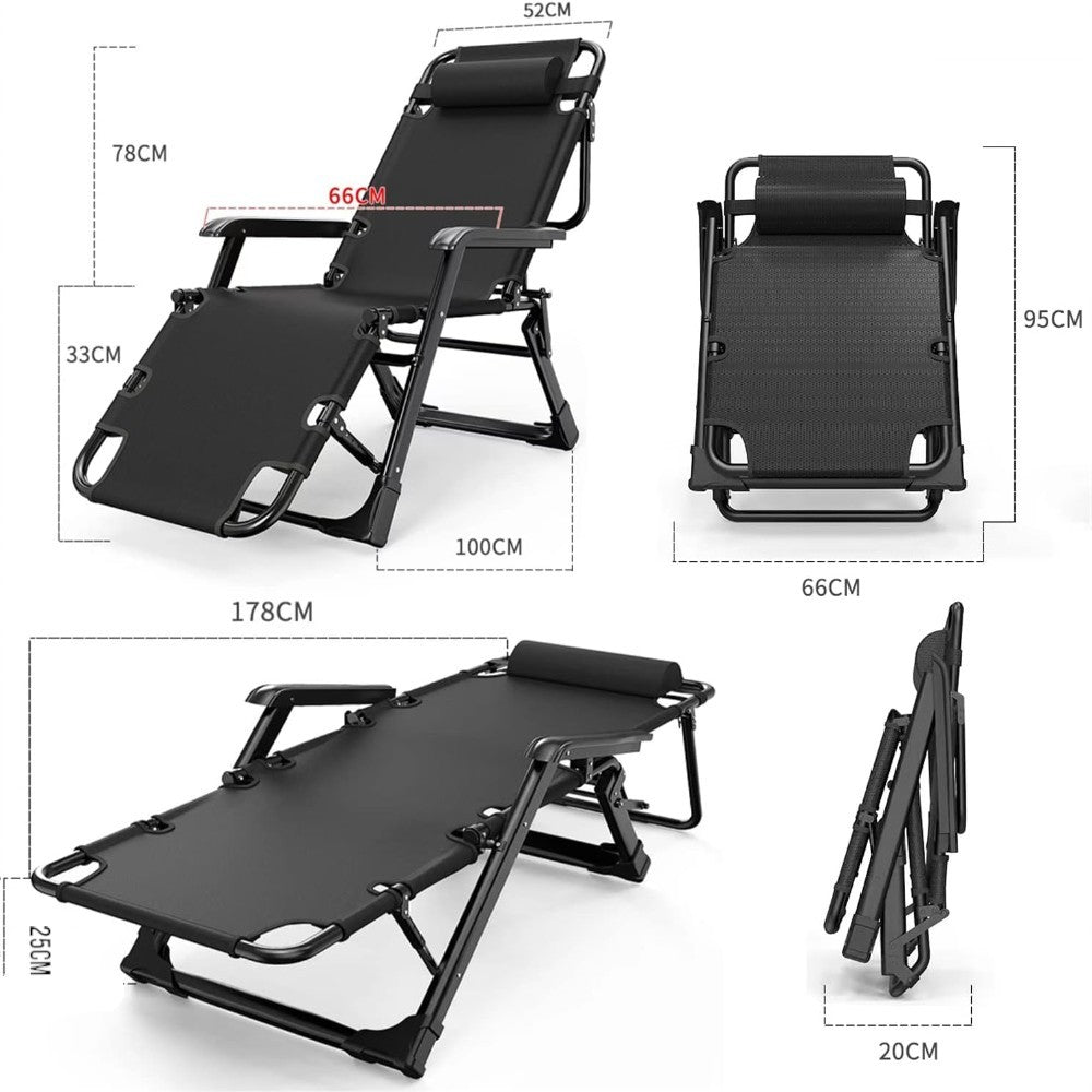 Foldable Reclining Lounge Chair with Pillow