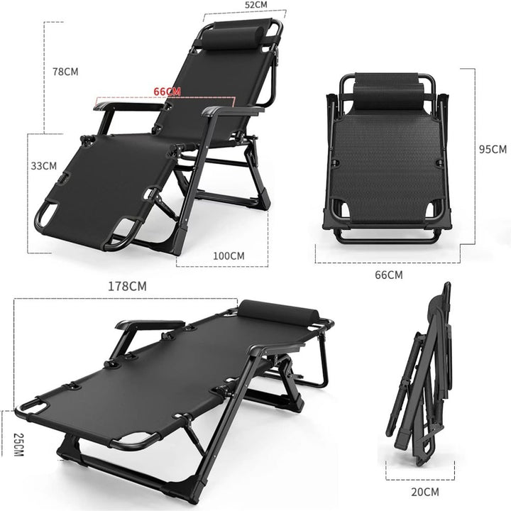 Foldable Reclining Lounge Chair with Pillow