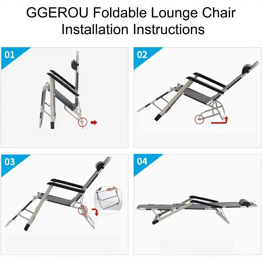 Foldable Reclining Lounge Chair with Pillow