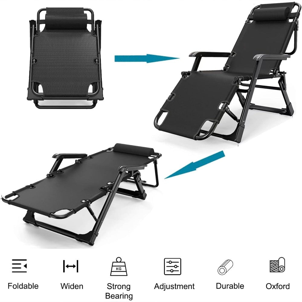 Foldable Reclining Lounge Chair with Pillow
