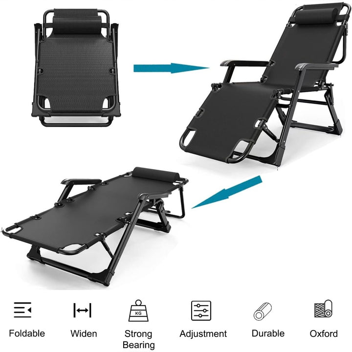 Foldable Reclining Lounge Chair with Pillow