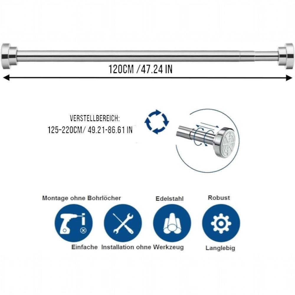 Stainless Steel Telescopic Curtain Rod __djustable 125_220c