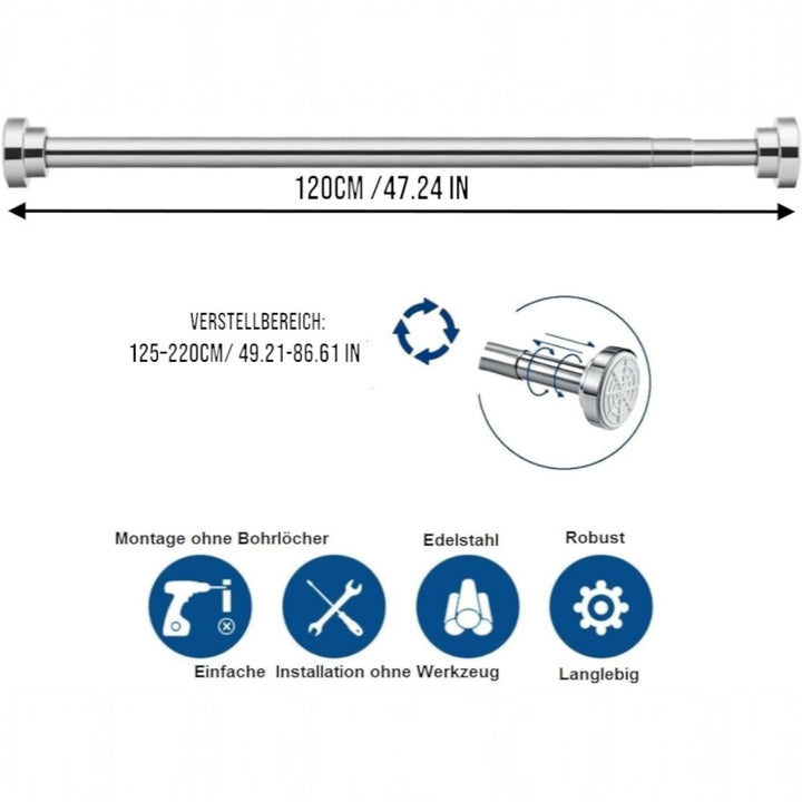 Stainless Steel Telescopic Curtain Rod __djustable 125_220c