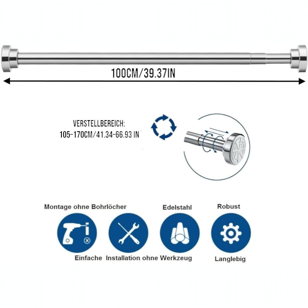 Stainless Steel Telescopic Curtain Rod __djustable 105_170cm