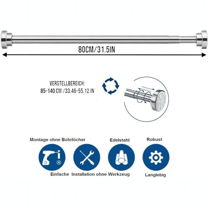 Stainless Steel Telescopic Curtain Rod _ Adjustable 85_140cm