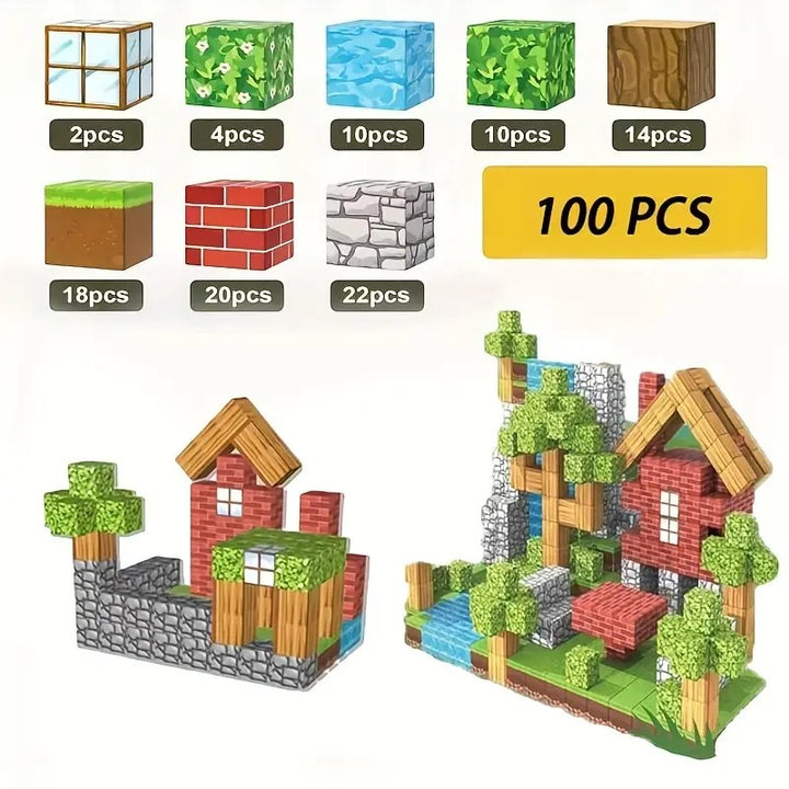 100 PCS Magnetic Cube Block Set Construction Toy