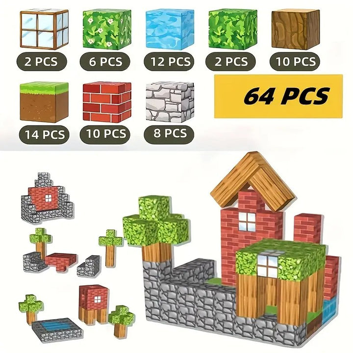 64 PCS Magnetic Cube Block Set Construction Toy