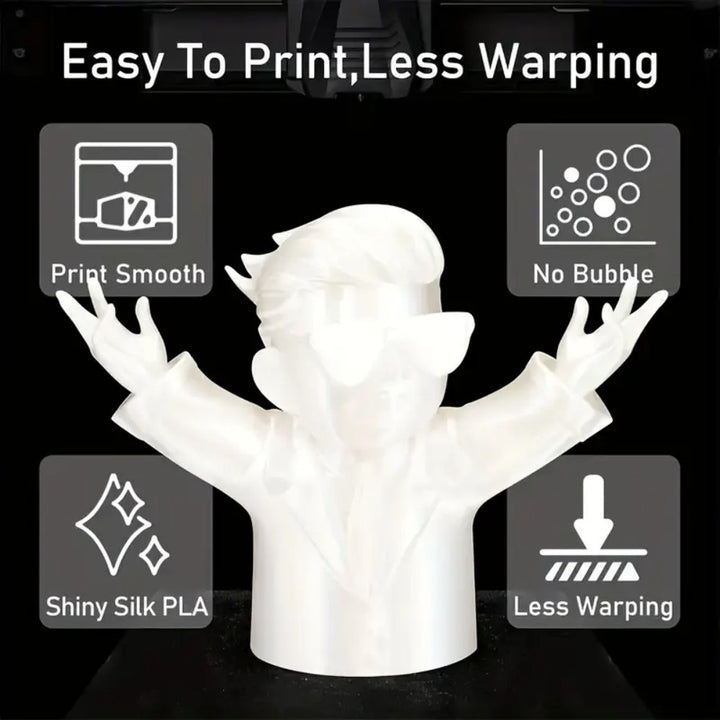 Silk PLA Filament 1.75mm 1KG for 3D Printer -White