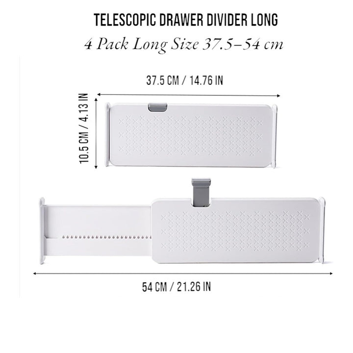 4-Pack Telescopic Drawer Dividers _ Long Style 37.5-54cm
