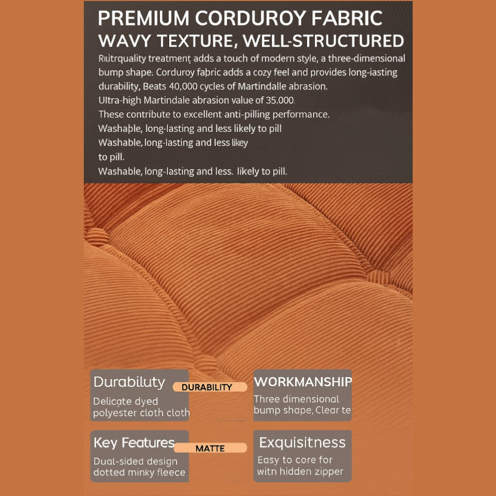 Double Seated Foam Sofa with Corduroy Fabric