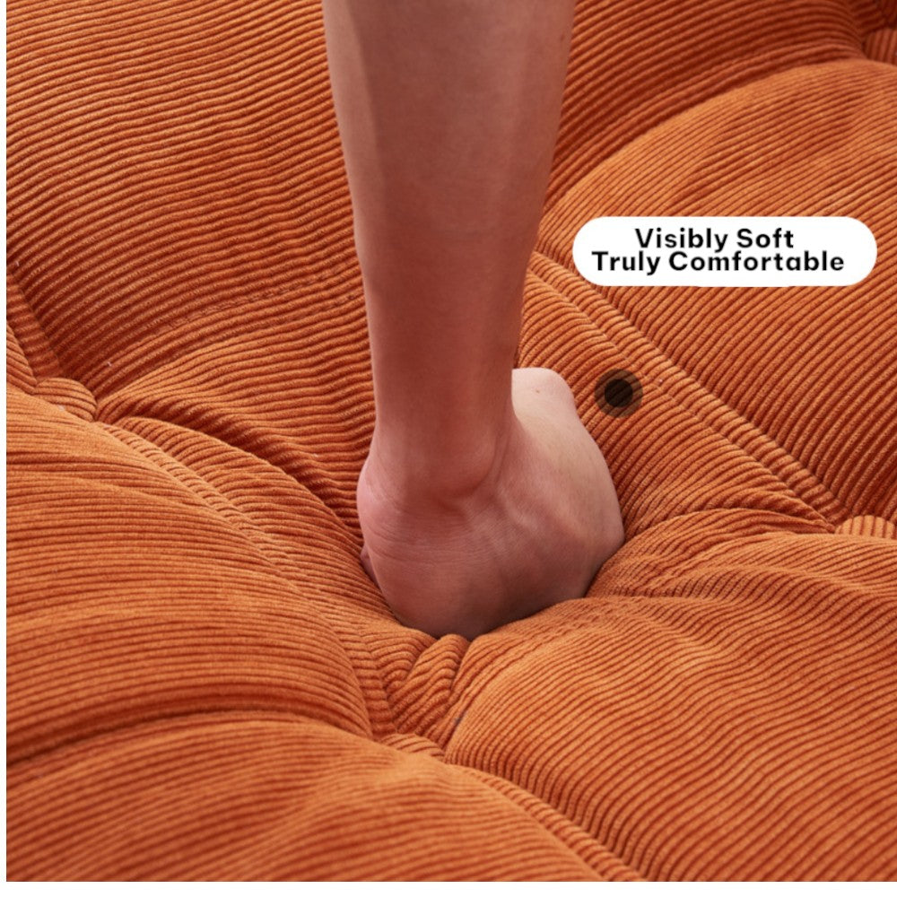 Double Seated Foam Sofa with Corduroy Fabric