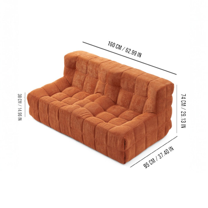 Double Seated Foam Sofa with Corduroy Fabric