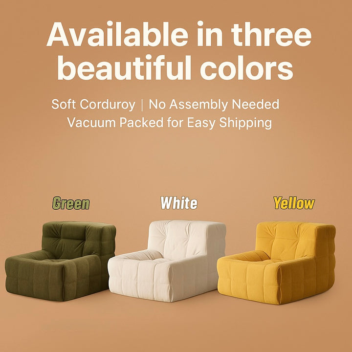 Single Seated Foam Sofa with Corduroy Fabric _ Green