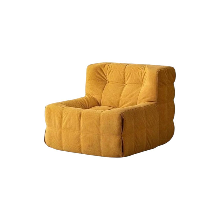 Single Seated Foam Sofa with Corduroy Fabric - Yellow