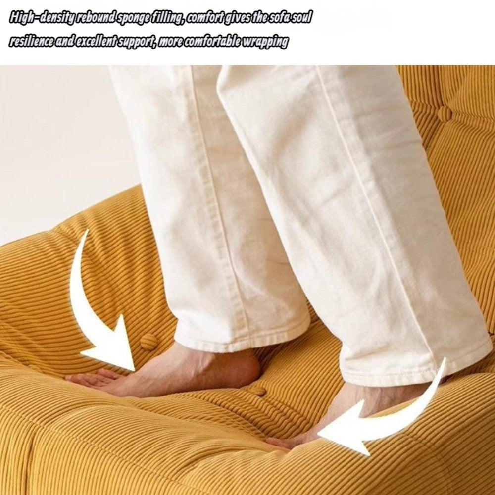 Single Seated Foam Sofa with Corduroy Fabric - Yellow
