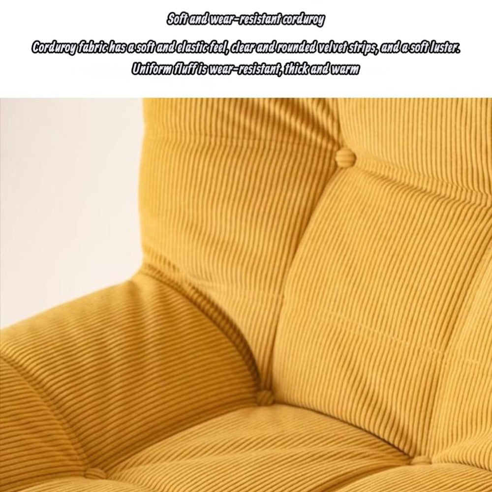 Single Seated Foam Sofa with Corduroy Fabric - Yellow