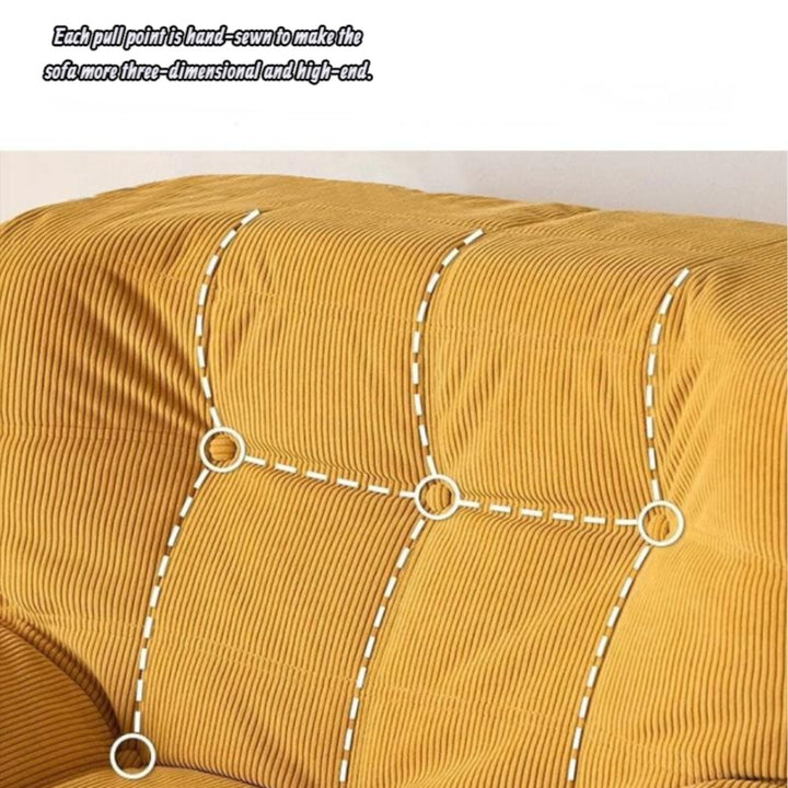 Single Seated Foam Sofa with Corduroy Fabric _ Green