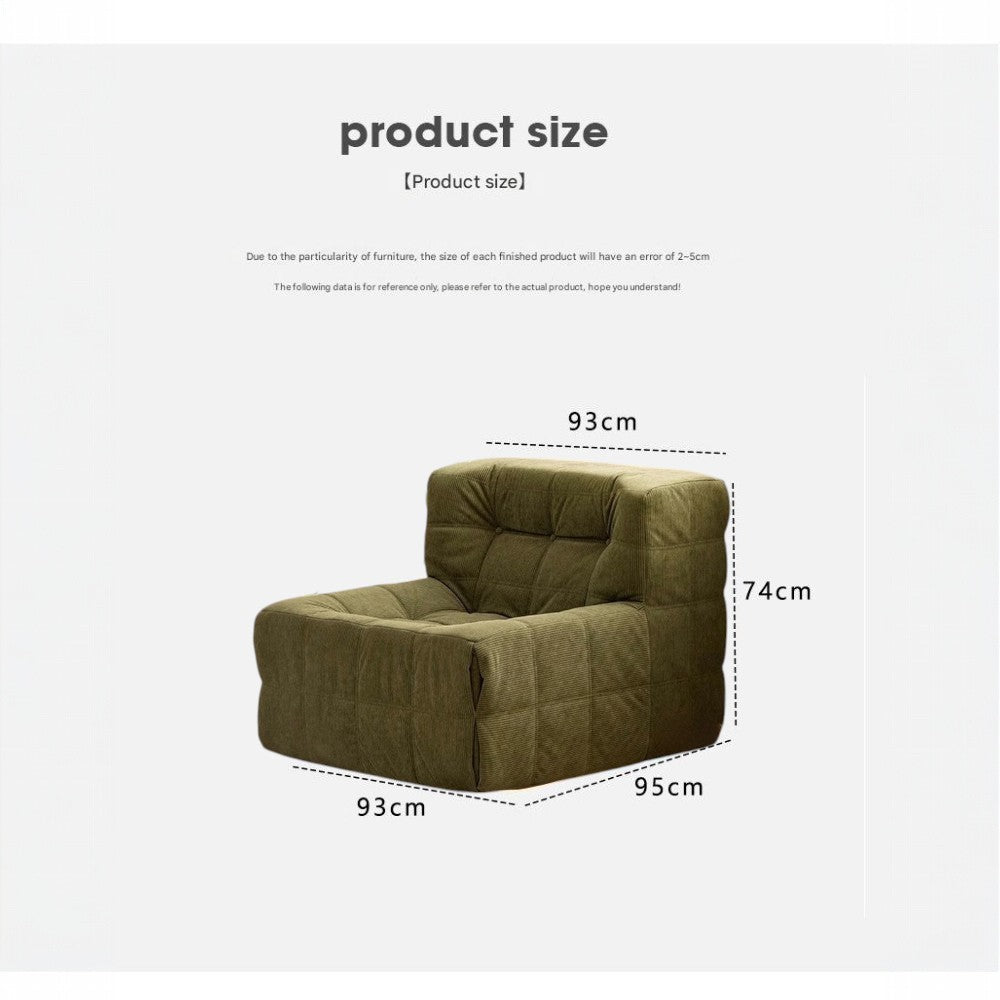 Single Seated Foam Sofa with Corduroy Fabric - Yellow