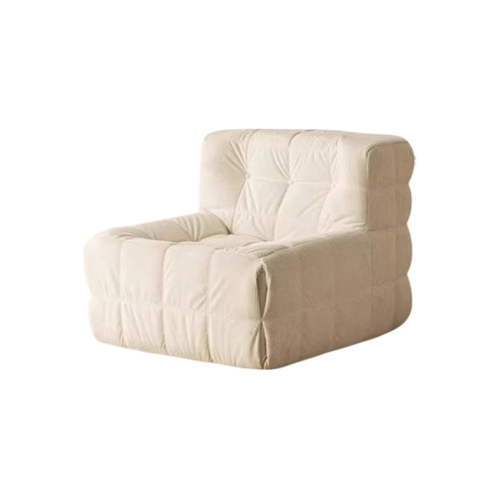 Single Seated Foam Sofa with Corduroy Fabric - White