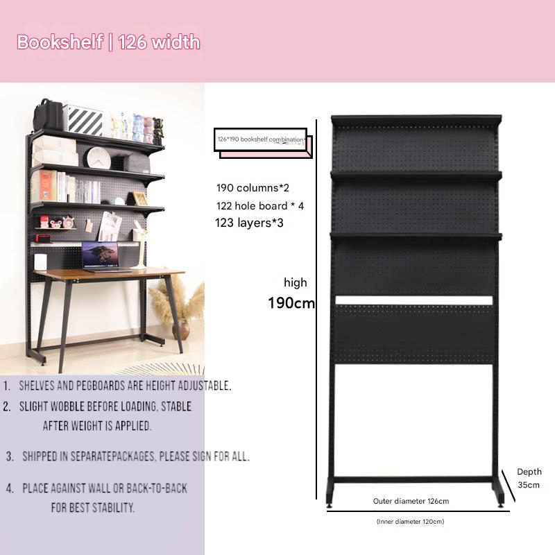 3-Tier Metal Pegboard Display Rack with Shelves