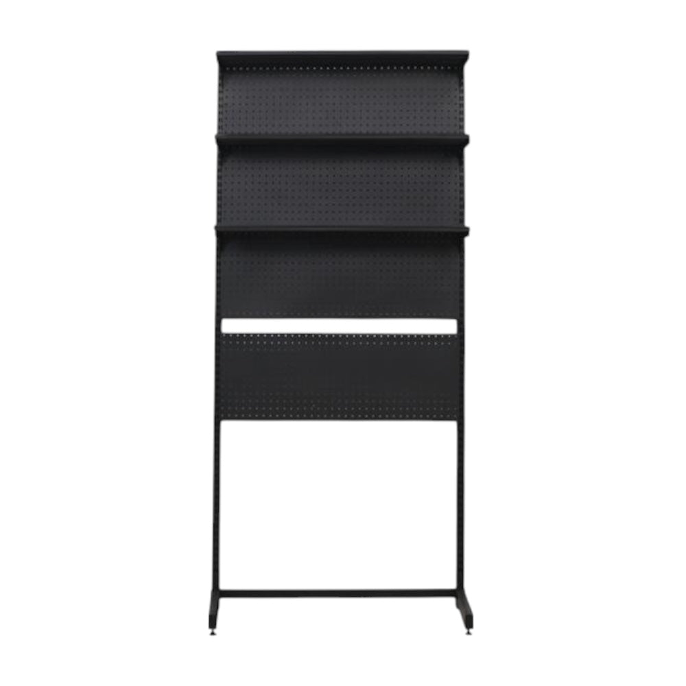 3-Tier Metal Pegboard Display Rack with Shelves