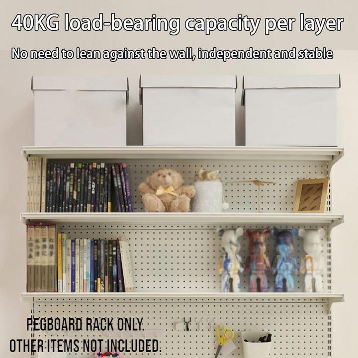 3-Tier Metal Pegboard Display Rack with Shelves