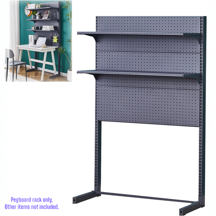 3-Tier Metal Pegboard Display Rack with Shelves