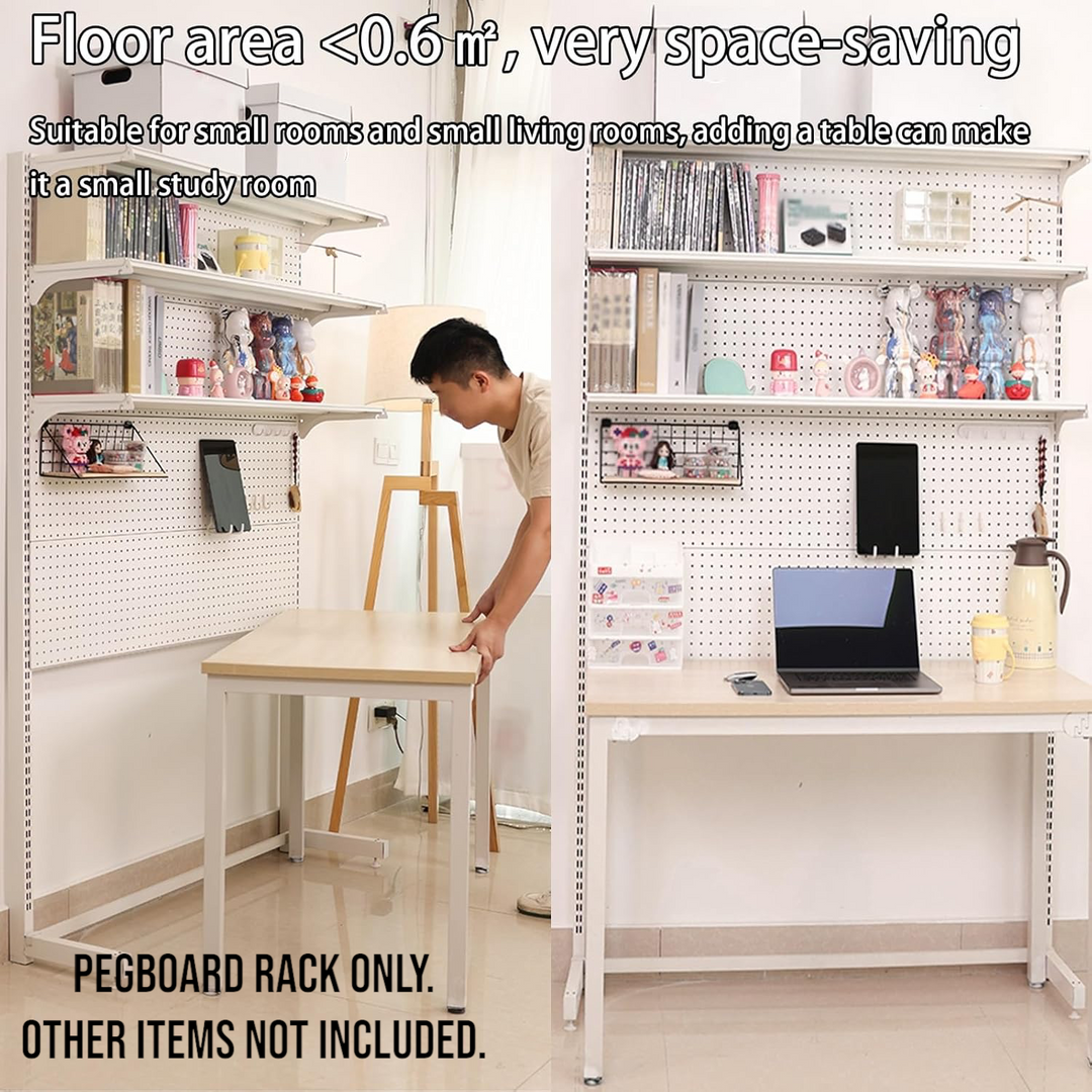 3-Tier Metal Pegboard Display Rack with Shelves