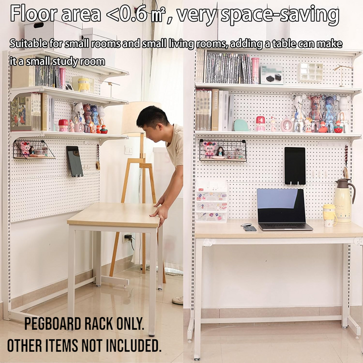 3-Tier Metal Pegboard Display Rack with Shelves